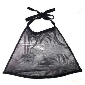 Black Mesh Ravewithmigente Halter Top